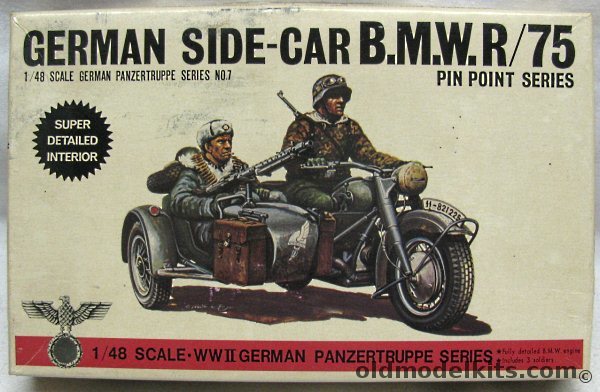 Bandai 1/48 German Side Car BMW R/75 Motorcycle - 1/48 Panzertruppe Series, 8227-175 plastic model kit